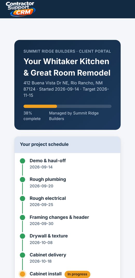 Client portal on a phone